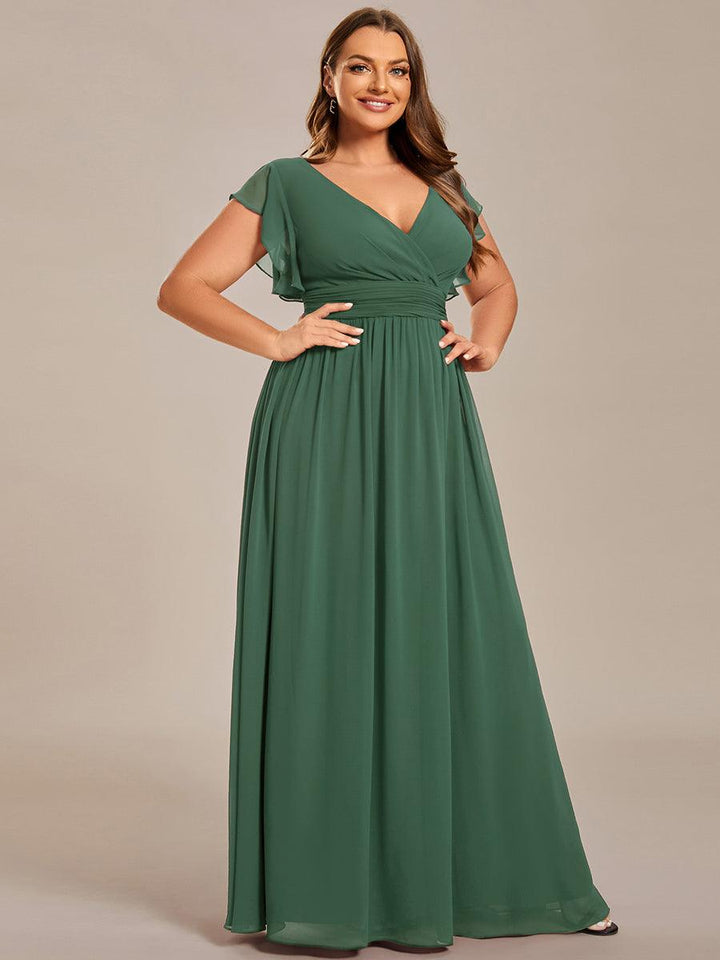 Liliana | Abito da damigella in chiffon con maniche plissettate e scollatura sul retro