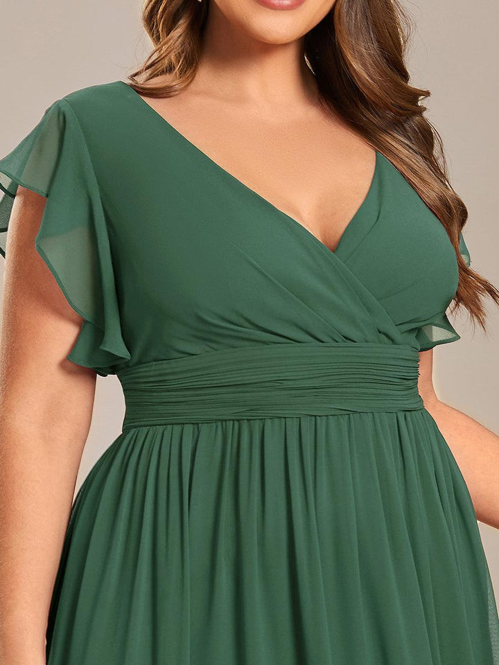 Liliana | Abito da damigella in chiffon con maniche plissettate e scollatura sul retro