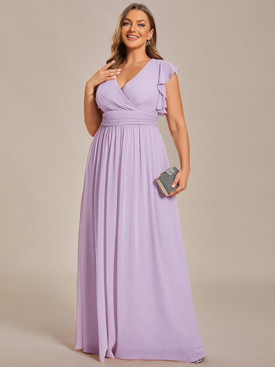 Liliana | Abito da damigella in chiffon con maniche plissettate e scollatura sul retro