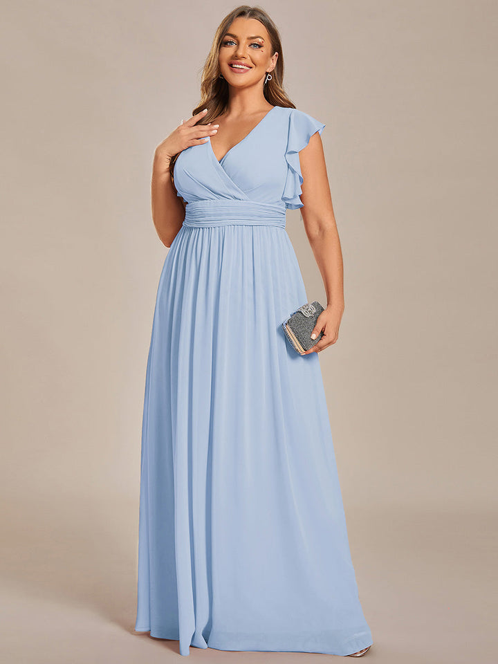 Liliana | Abito da damigella in chiffon con maniche plissettate e scollatura sul retro