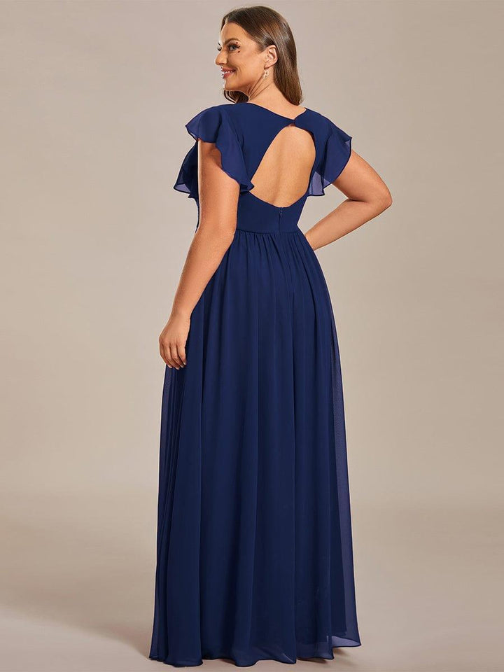 Liliana | Abito da damigella in chiffon con maniche plissettate e scollatura sul retro