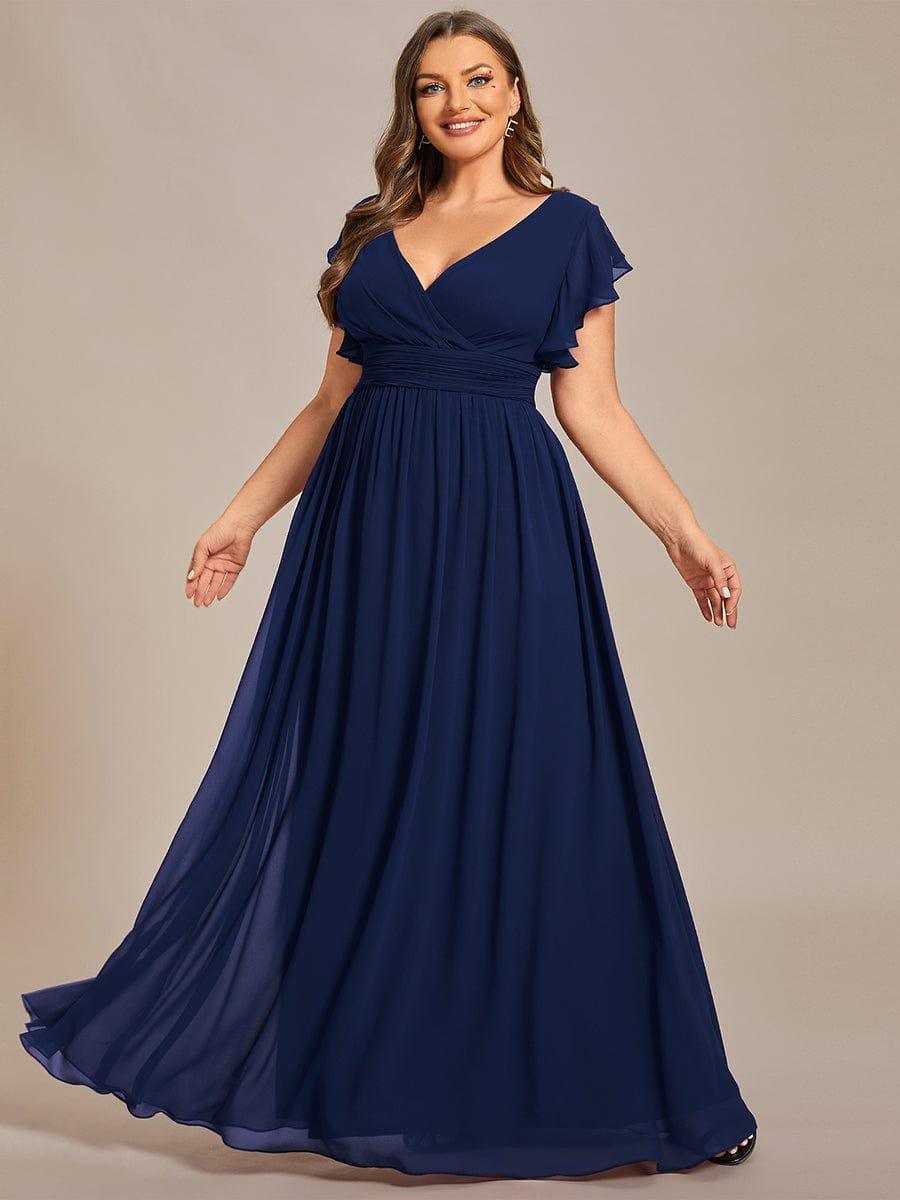Liliana | Abito da damigella in chiffon con maniche plissettate e scollatura sul retro