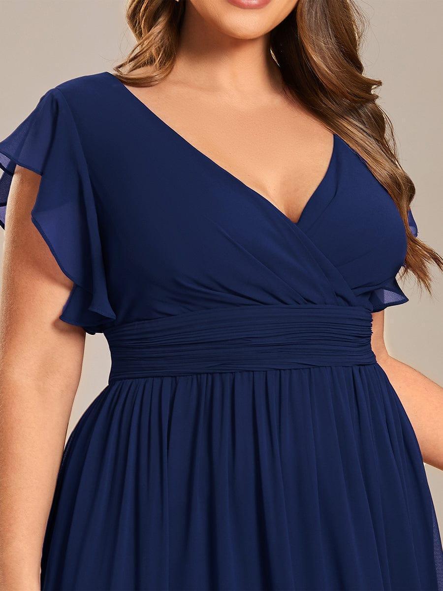 Liliana | Abito da damigella in chiffon con maniche plissettate e scollatura sul retro