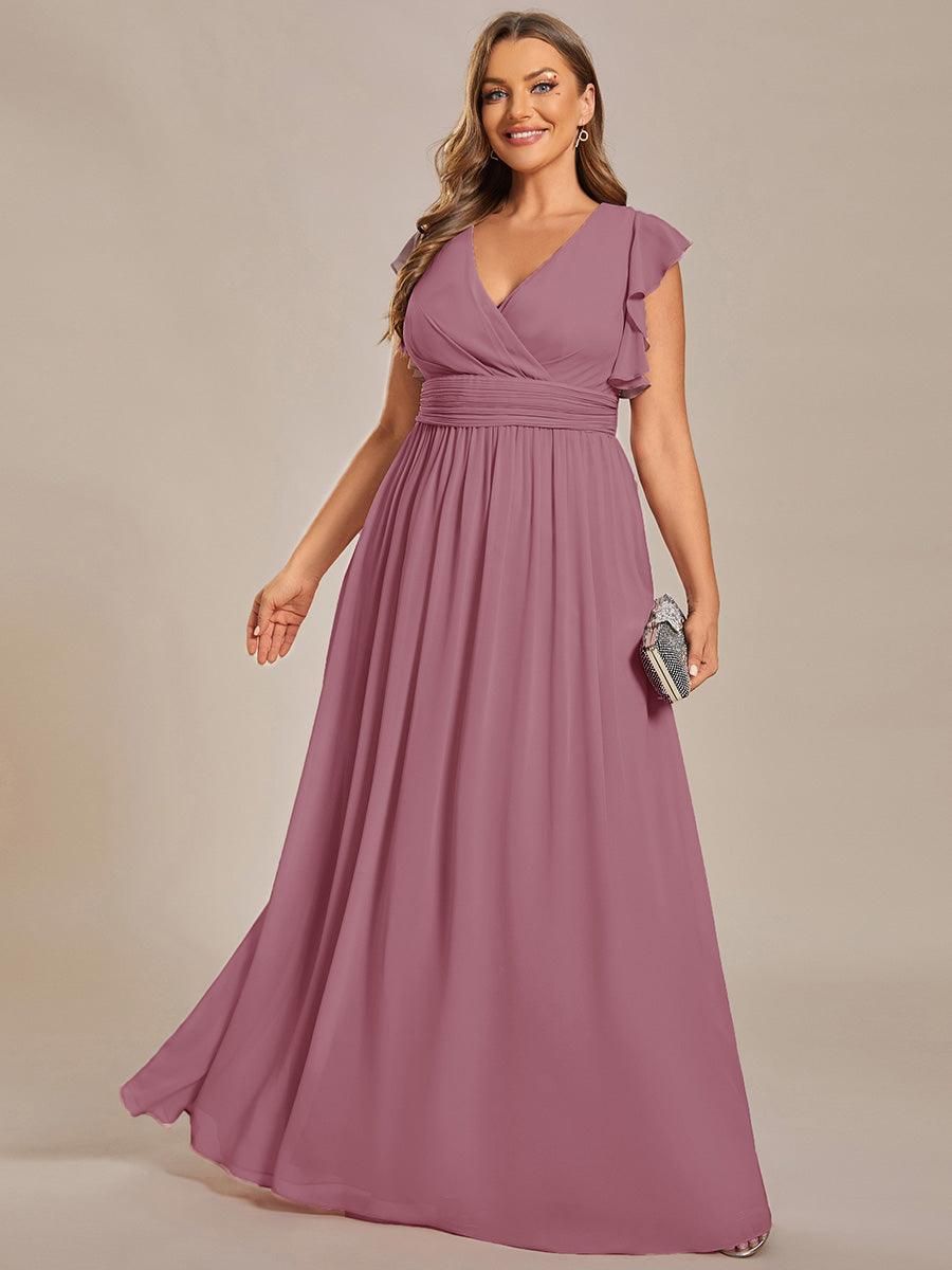 Liliana | Abito da damigella in chiffon con maniche plissettate e scollatura sul retro
