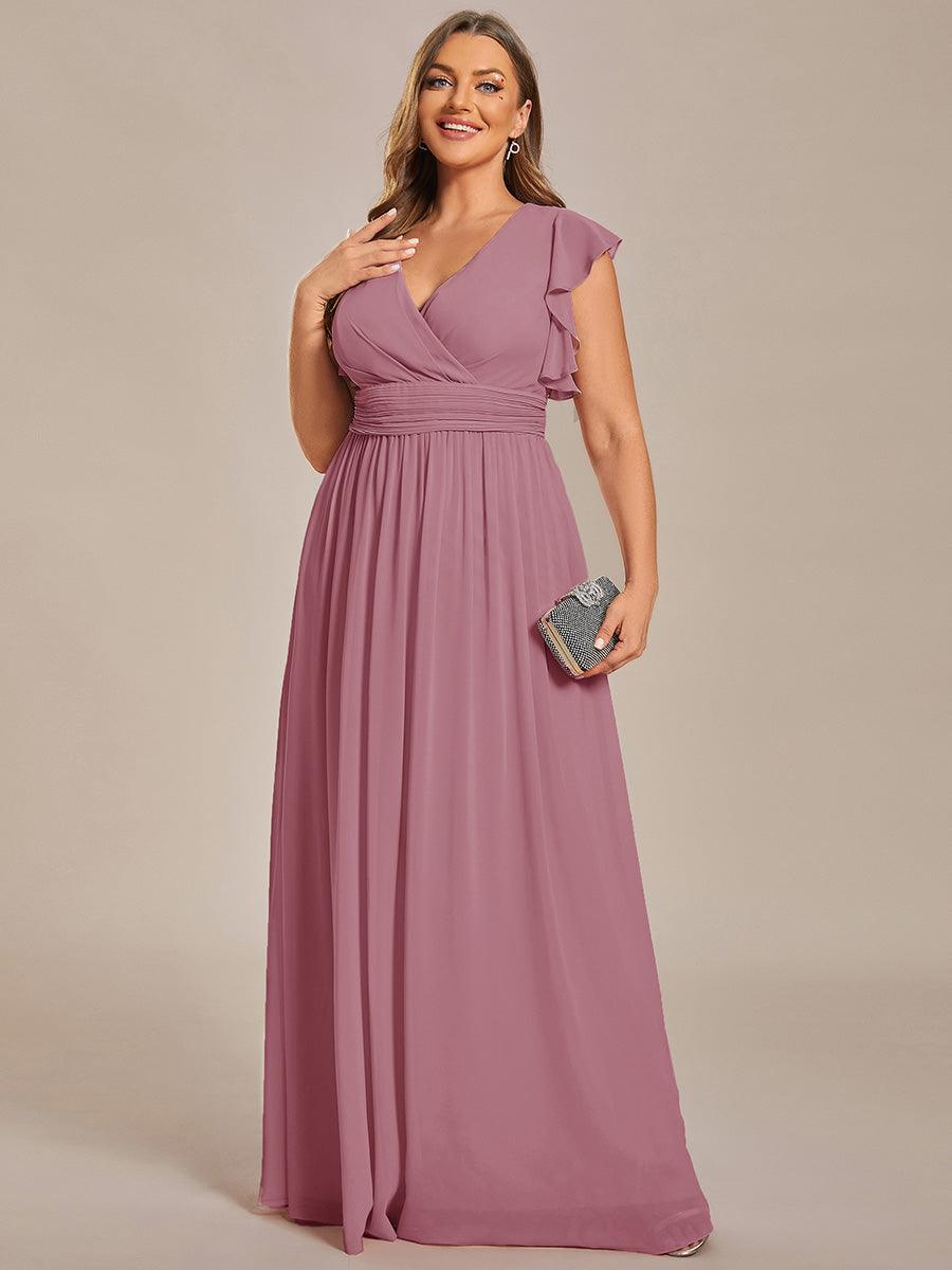 Liliana | Abito da damigella in chiffon con maniche plissettate e scollatura sul retro