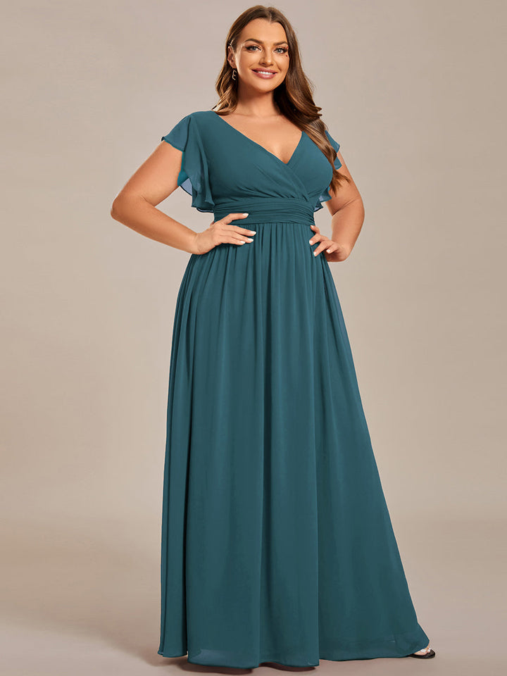 Liliana | Abito da damigella in chiffon con maniche plissettate e scollatura sul retro