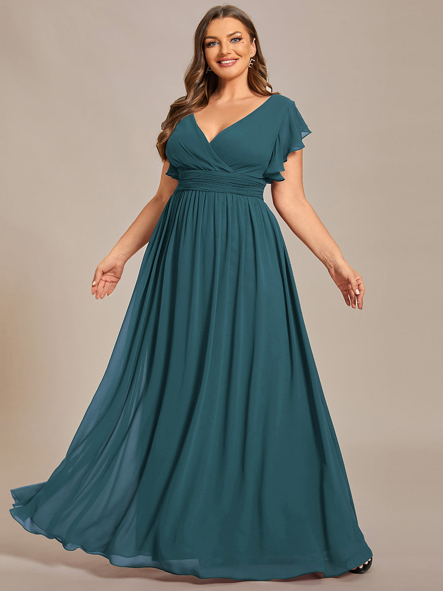 Liliana | Abito da damigella in chiffon con maniche plissettate e scollatura sul retro