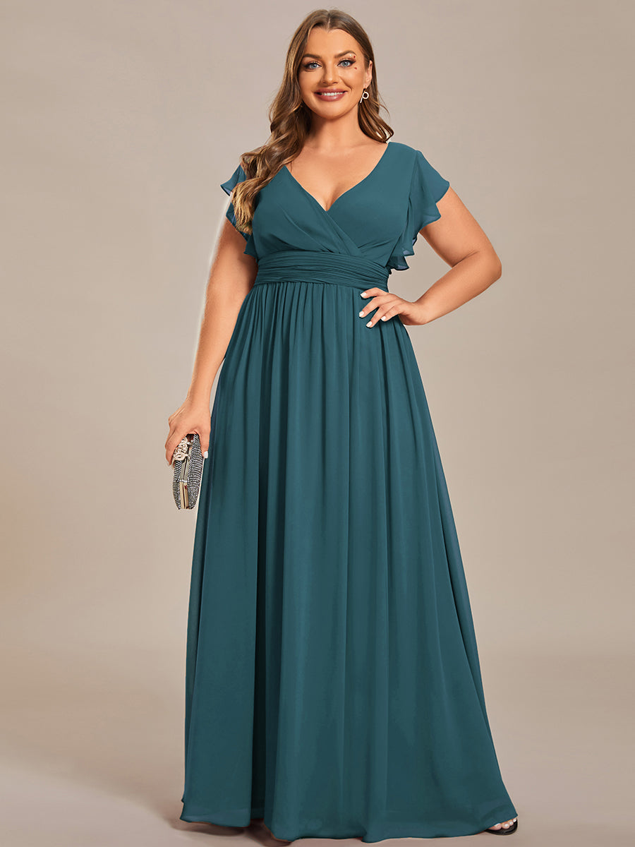 Liliana | Abito da damigella in chiffon con maniche plissettate e scollatura sul retro