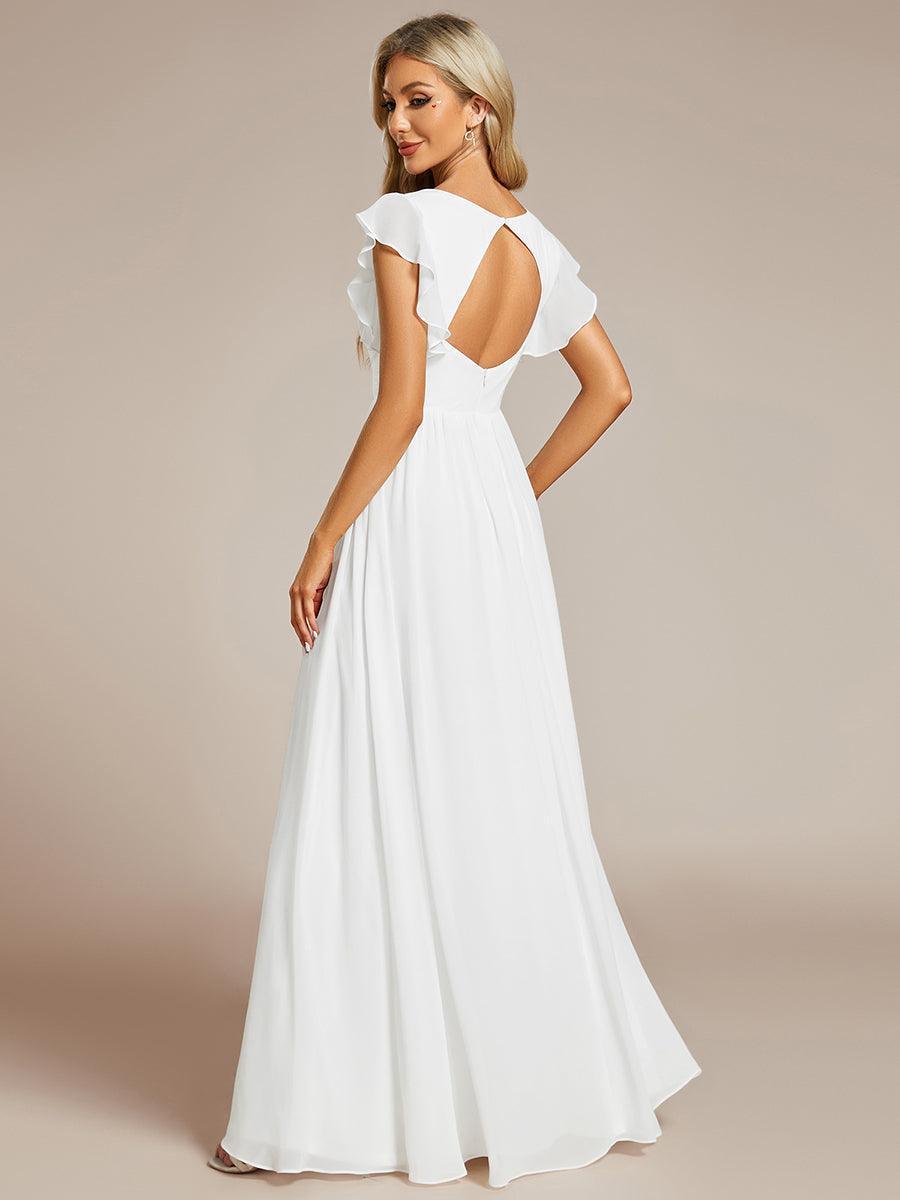 Liliana | Abito da damigella in chiffon con maniche plissettate e scollatura sul retro