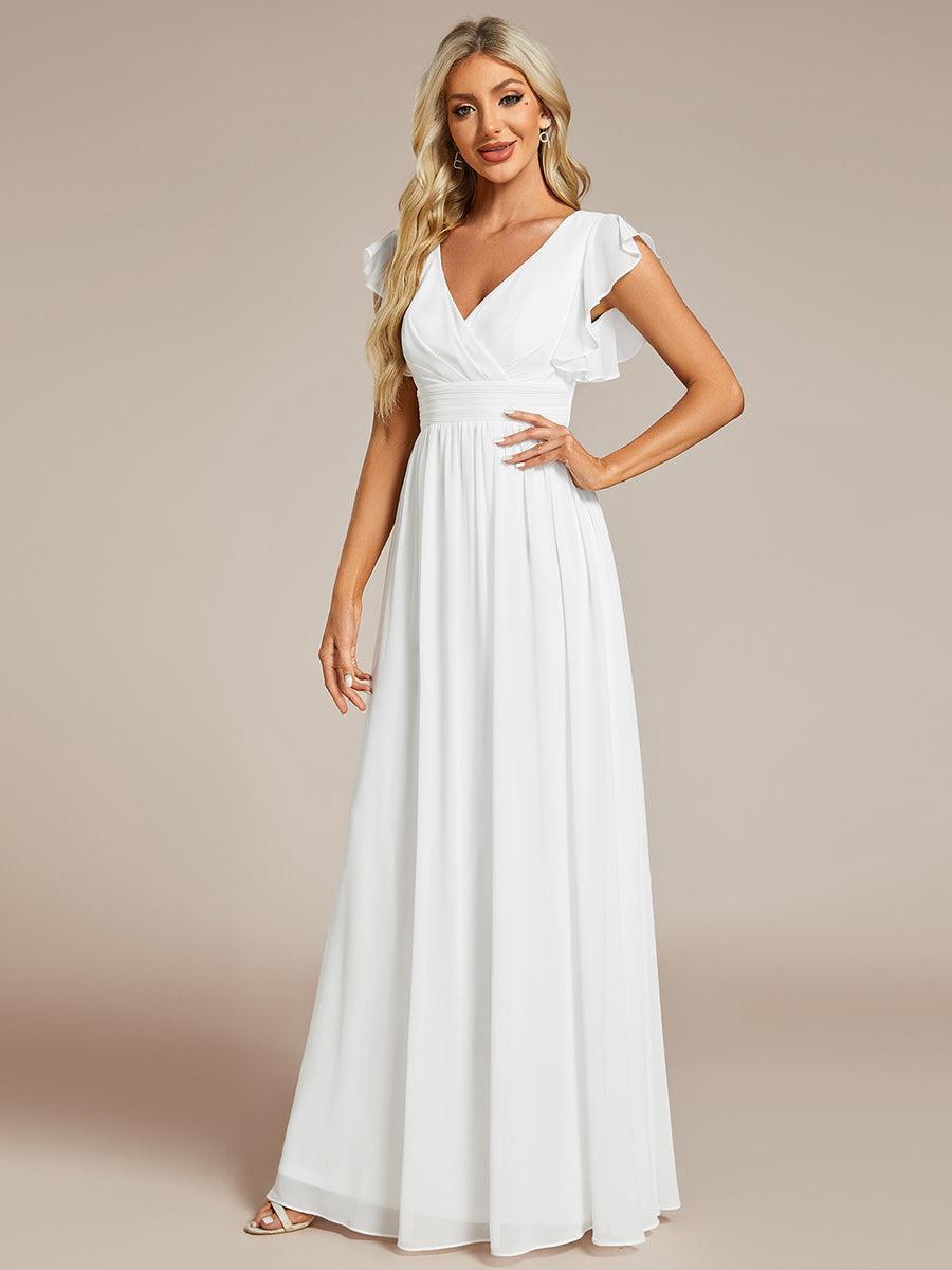 Liliana | Abito da damigella in chiffon con maniche plissettate e scollatura sul retro