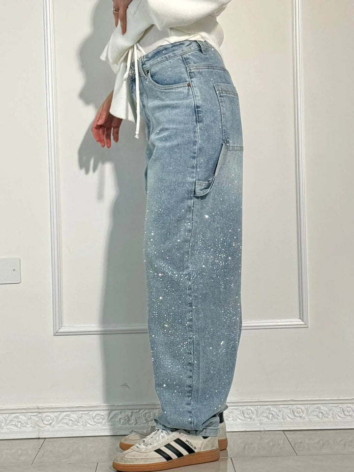 Cristina | Jeans Balloon con Dettagli Brillanti