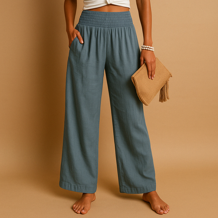 Lois | Pantaloni in Lino con Vita Elastica