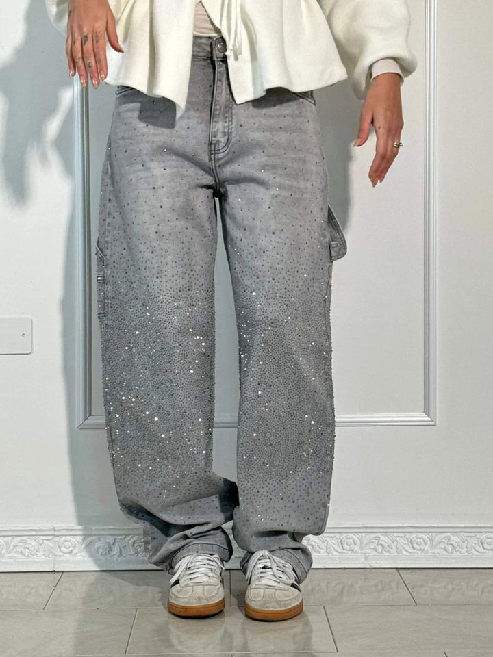 Cristina | Jeans Balloon con Dettagli Brillanti