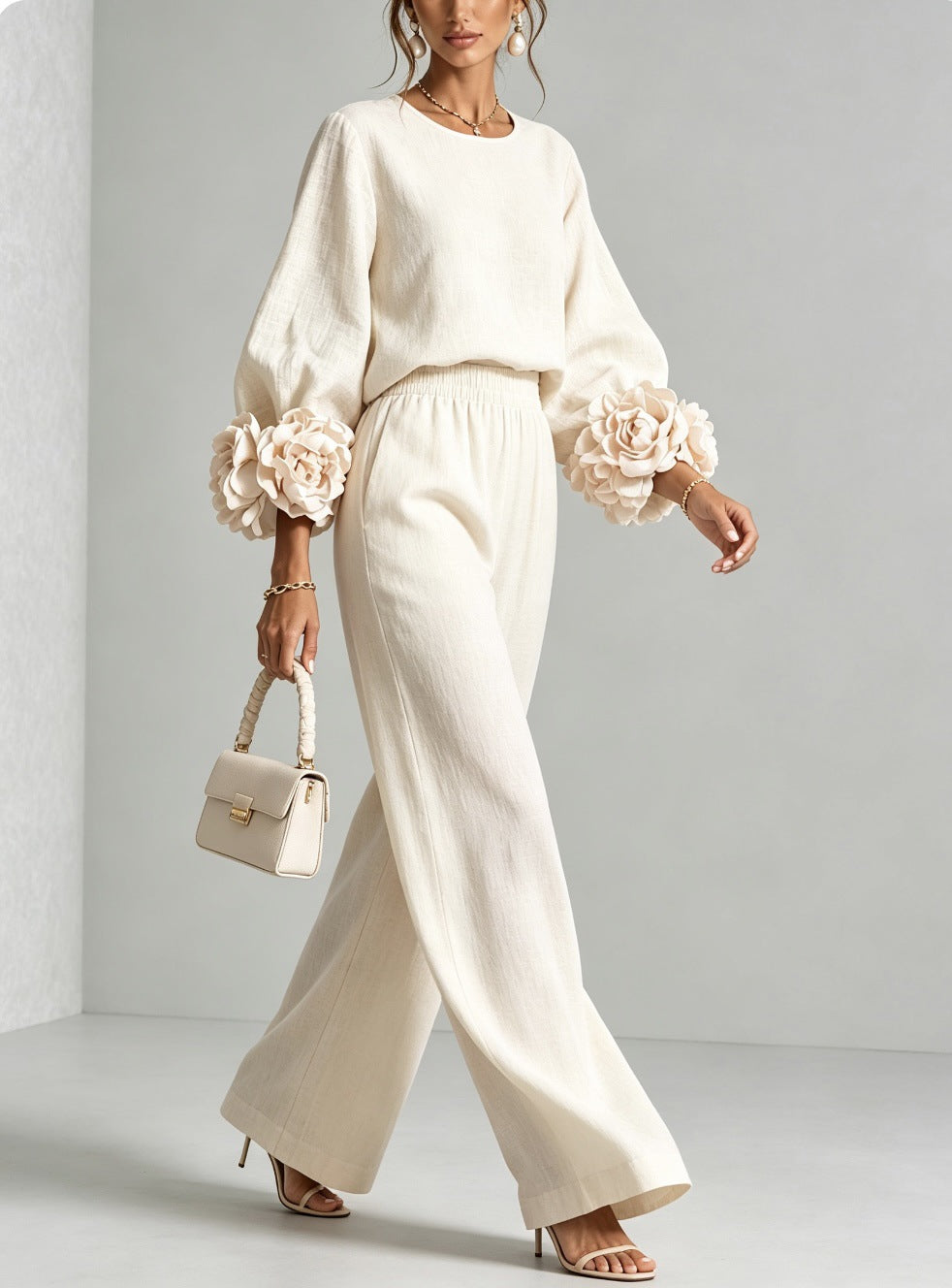 Orsola | Completo a fiori con polsini