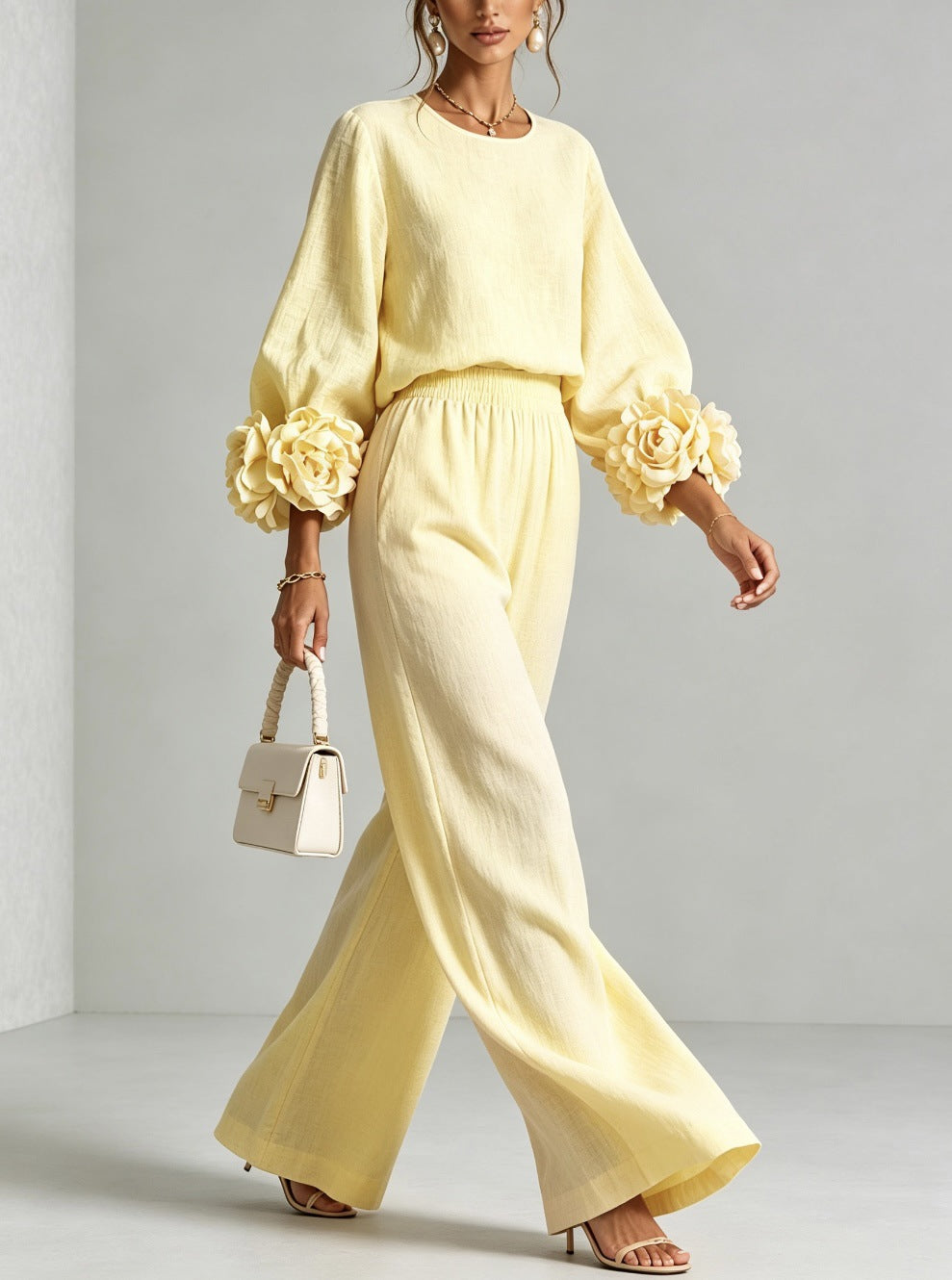 Orsola | Completo a fiori con polsini