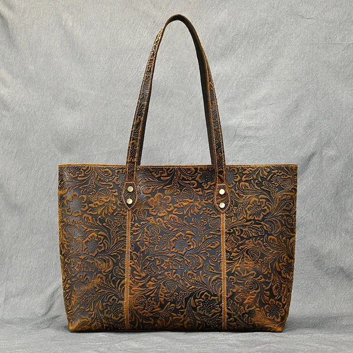 Isla | Borsa a Spalla in Pelle Vintage con Design Floreale