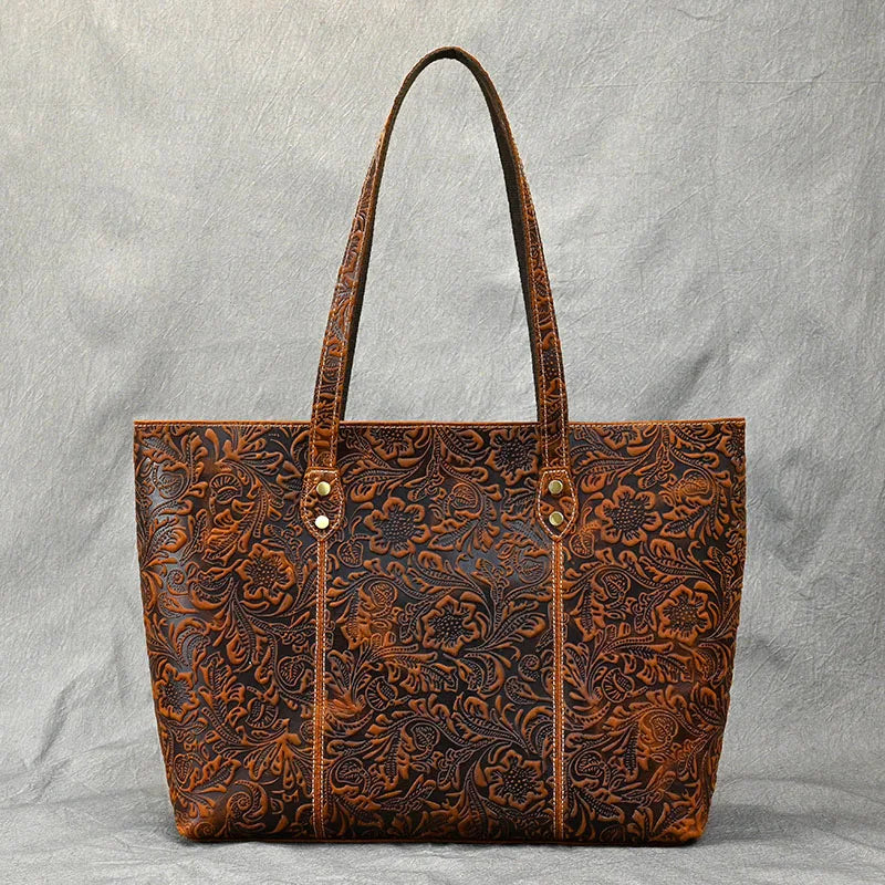 Isla | Borsa a Spalla in Pelle Vintage con Design Floreale