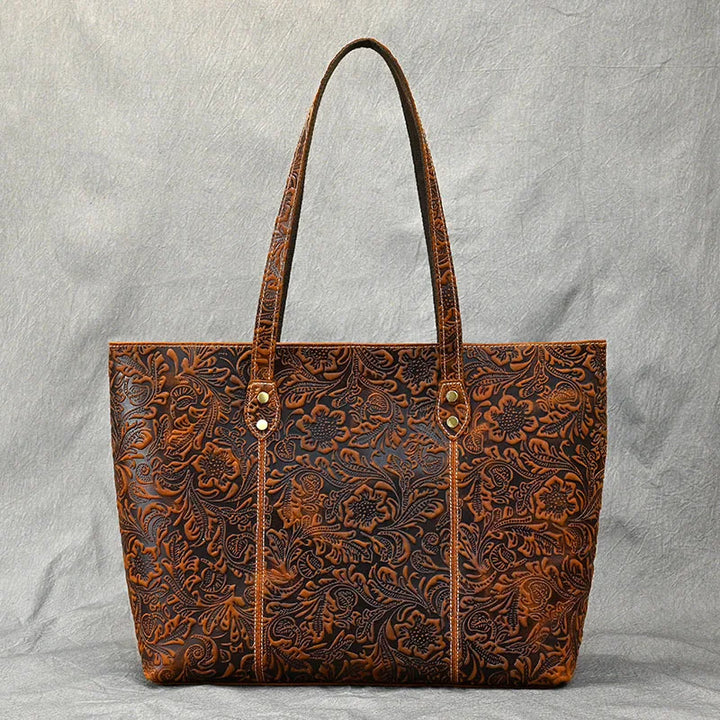 Isla | Borsa a Spalla in Pelle Vintage con Design Floreale