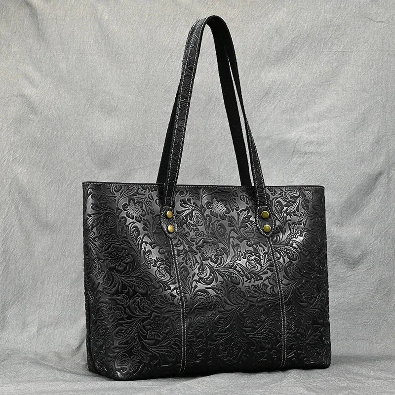 Isla | Borsa a Spalla in Pelle Vintage con Design Floreale