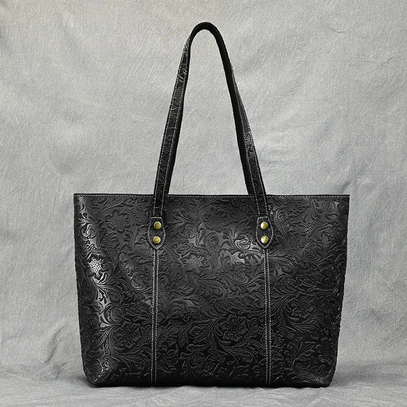 Isla | Borsa a Spalla in Pelle Vintage con Design Floreale