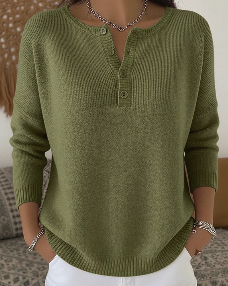 Beatriz | Maglione in Maglia con Bottoni a Henley