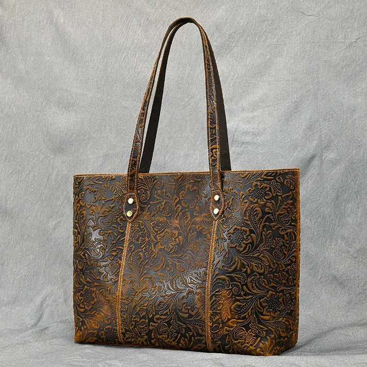 Isla | Borsa a Spalla in Pelle Vintage con Design Floreale