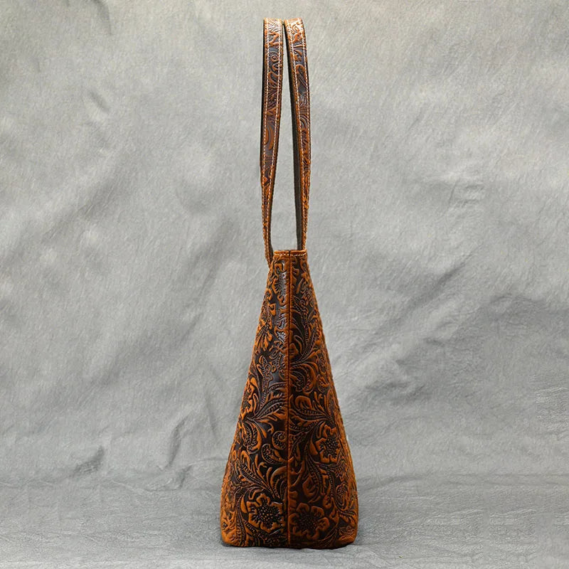 Isla | Borsa a Spalla in Pelle Vintage con Design Floreale