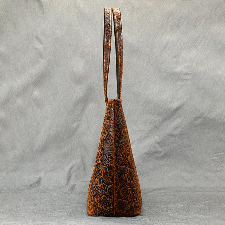 Isla | Borsa a Spalla in Pelle Vintage con Design Floreale