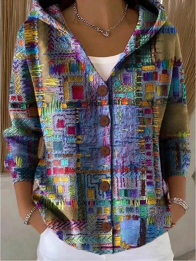 Maite | Giacca a Maglia con Cappuccio e Stampa
