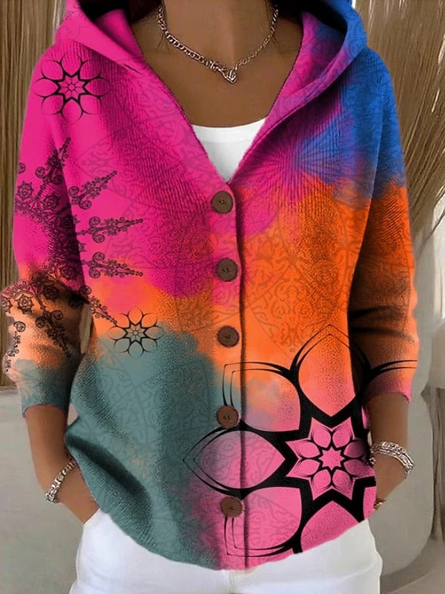 Maite | Giacca a Maglia con Cappuccio e Stampa