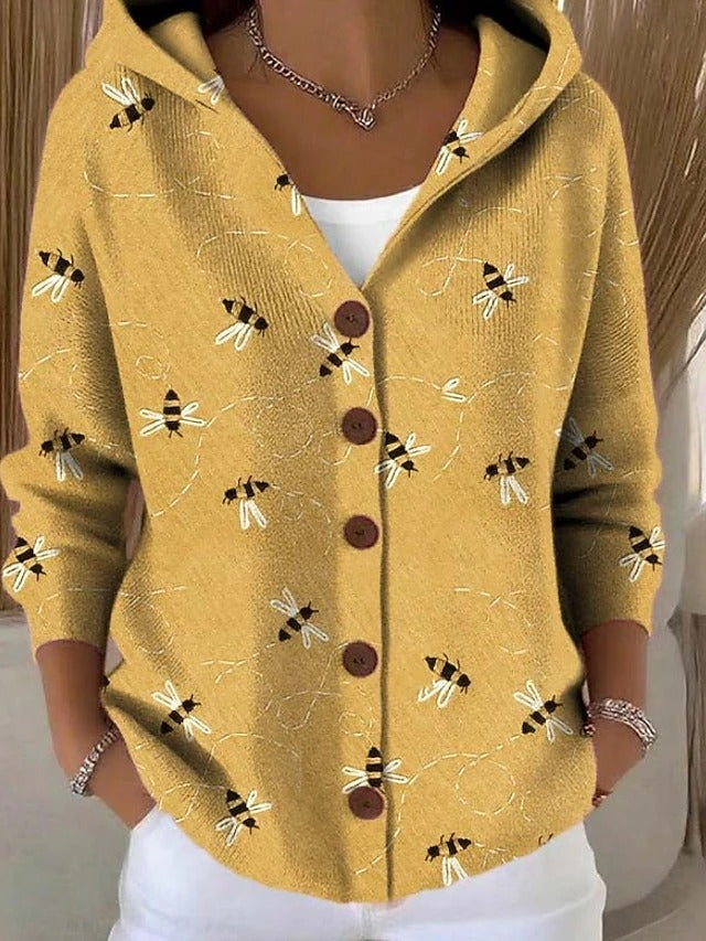 Maite | Giacca a Maglia con Cappuccio e Stampa