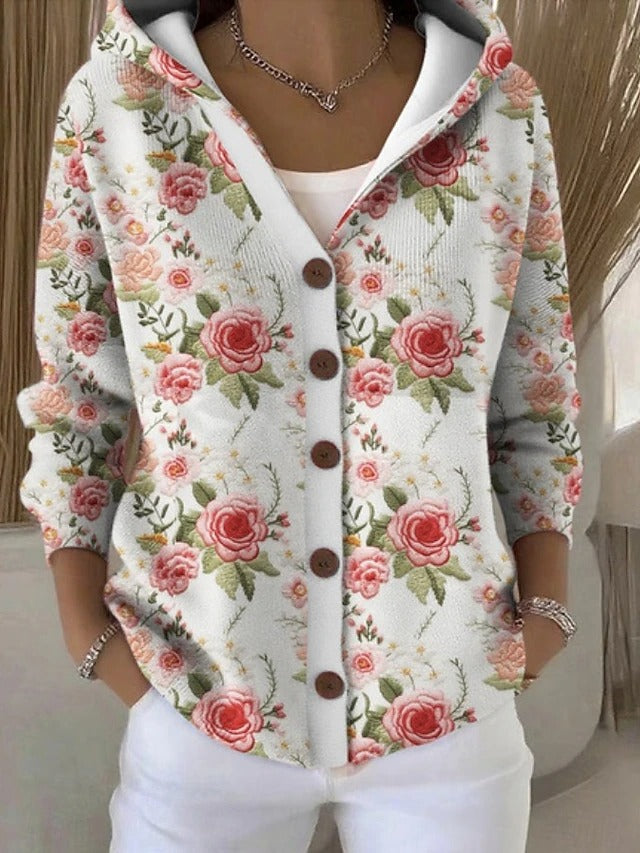 Maite | Giacca a Maglia con Cappuccio e Stampa
