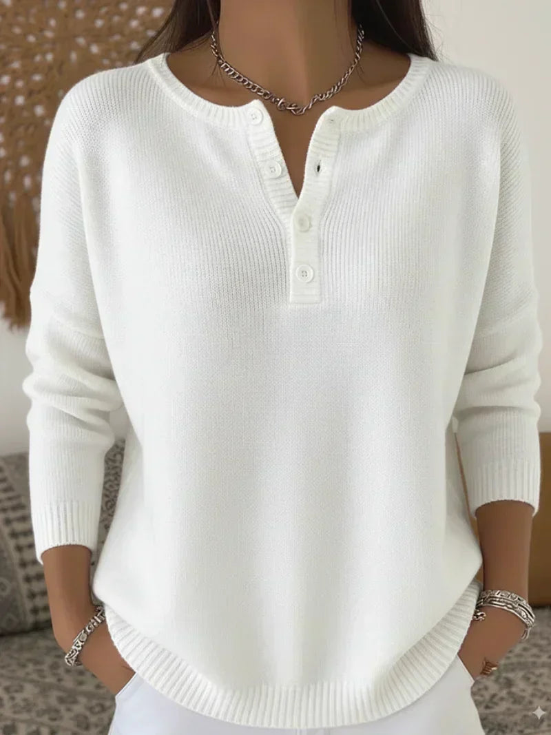 Beatriz | Maglione in Maglia con Bottoni a Henley