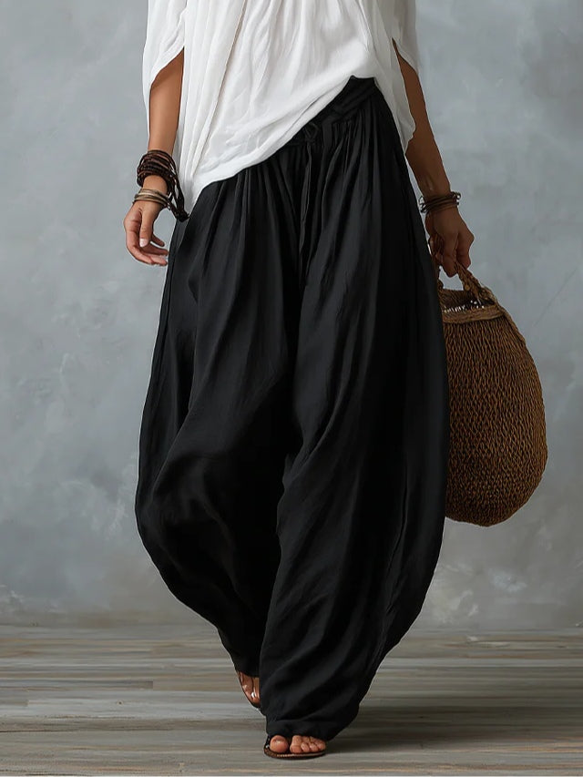 Grazia | Completo Bianco con Top a Spalle Scoperte e Pantalone a Lanterna Ampio