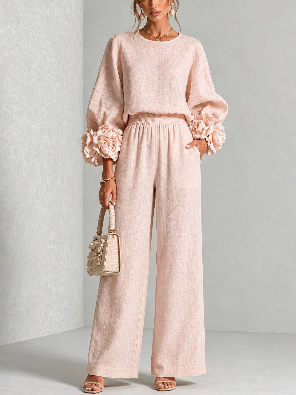 Orsola | Completo a fiori con polsini