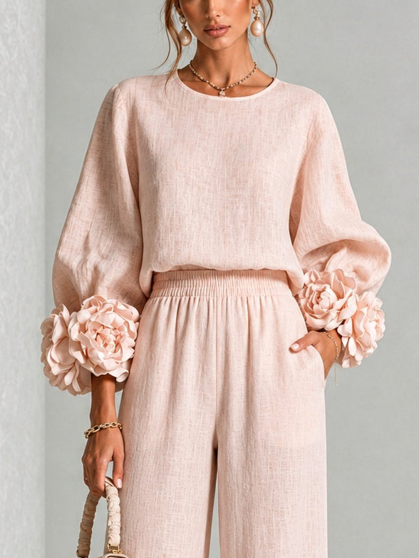 Orsola | Completo a fiori con polsini