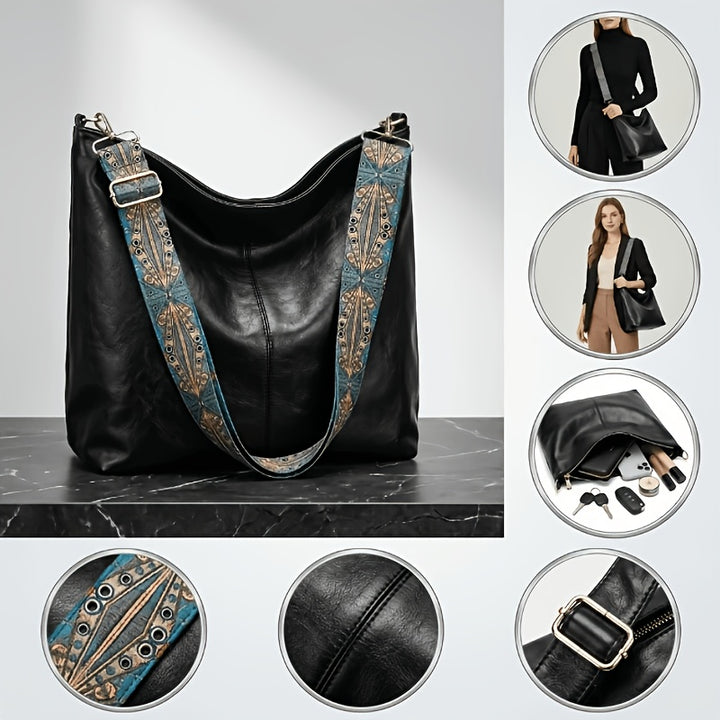 Serena | Borsa a Tracolla Grande Capacità in Stile Etnico, Borsa Vintage con Banda Larga, Borsa Pratica da Tutti i Giorni Multiuso Grande Capacità, Adatta per il Tempo Libero e i Viaggi