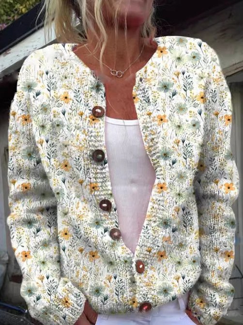 Irma | Cardigan con Motivo Floreale