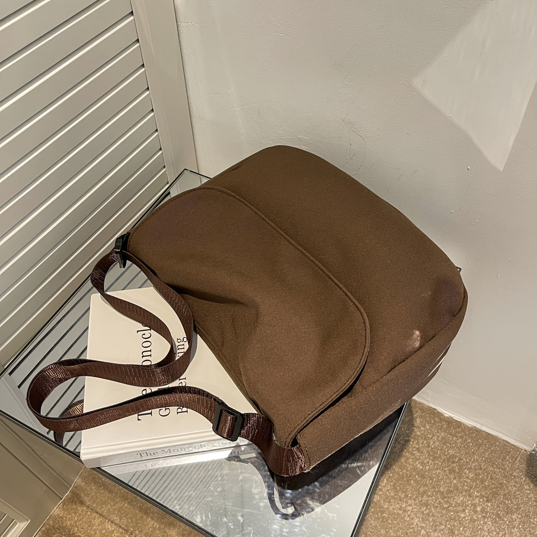 Valentina | Borsa a Tracolla in Nylon Spesso Grande Capacità con Cerniera, Bottone Magnetico, Tracolla Regolabile, Borsa in Tessuto Leggera e Pieghevole