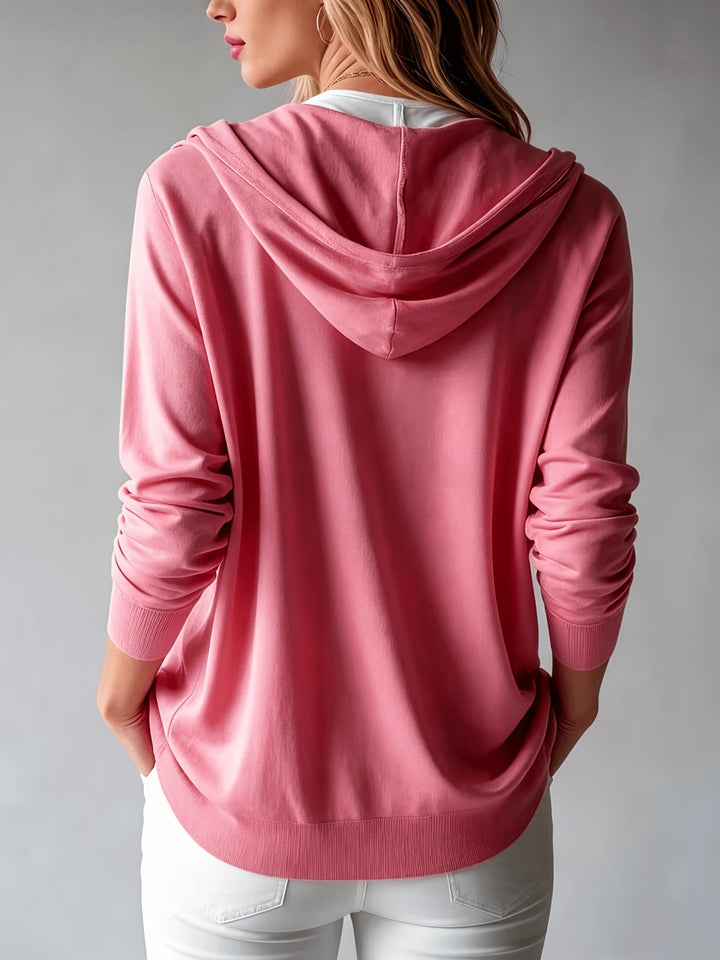Rosanna | Cardigan Rosa con Cappuccio e Chiusura a Bottoni