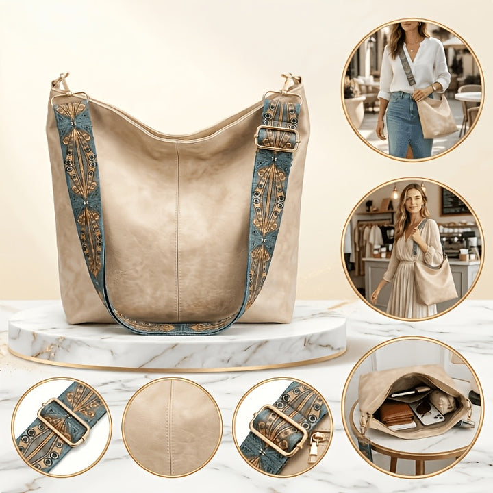 Serena | Borsa a Tracolla Grande Capacità in Stile Etnico, Borsa Vintage con Banda Larga, Borsa Pratica da Tutti i Giorni Multiuso Grande Capacità, Adatta per il Tempo Libero e i Viaggi