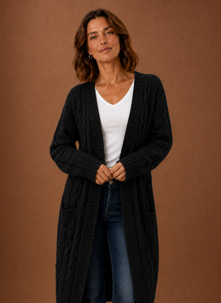 Ariberta | Cardigan Lungo con Cappuccio
