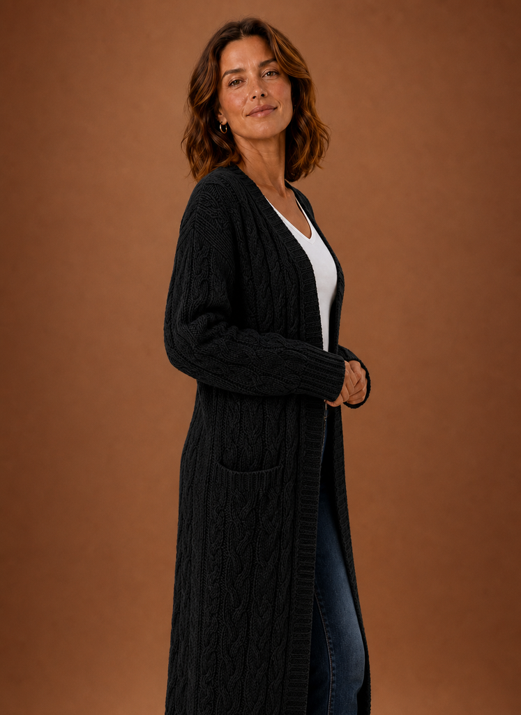 Ariberta | Cardigan Lungo con Cappuccio