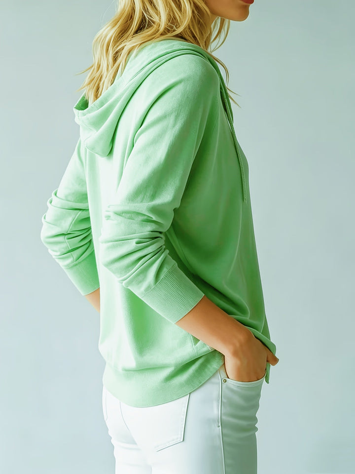 Valentina | Cardigan Verde Chiaro con Cappuccio e Chiusura a Bottoni