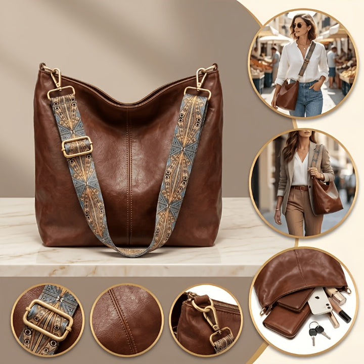 Serena | Borsa a Tracolla Grande Capacità in Stile Etnico, Borsa Vintage con Banda Larga, Borsa Pratica da Tutti i Giorni Multiuso Grande Capacità, Adatta per il Tempo Libero e i Viaggi