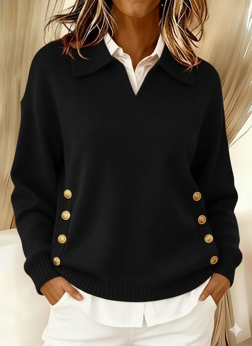 Yolanda | Pullover con Collo Polo e Bottoni