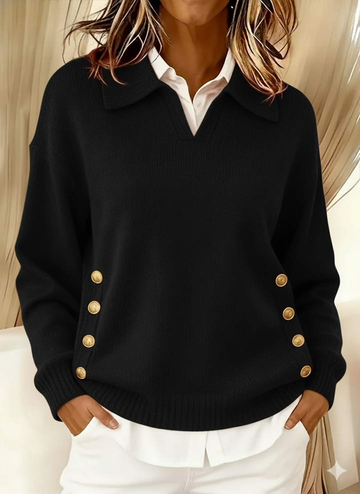 Yolanda | Pullover con Collo Polo e Bottoni