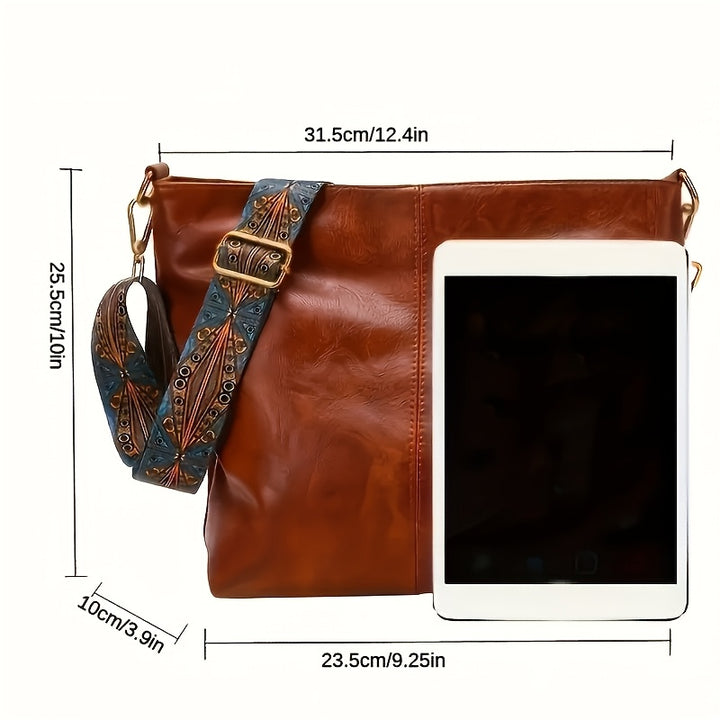 Serena | Borsa a Tracolla Grande Capacità in Stile Etnico, Borsa Vintage con Banda Larga, Borsa Pratica da Tutti i Giorni Multiuso Grande Capacità, Adatta per il Tempo Libero e i Viaggi