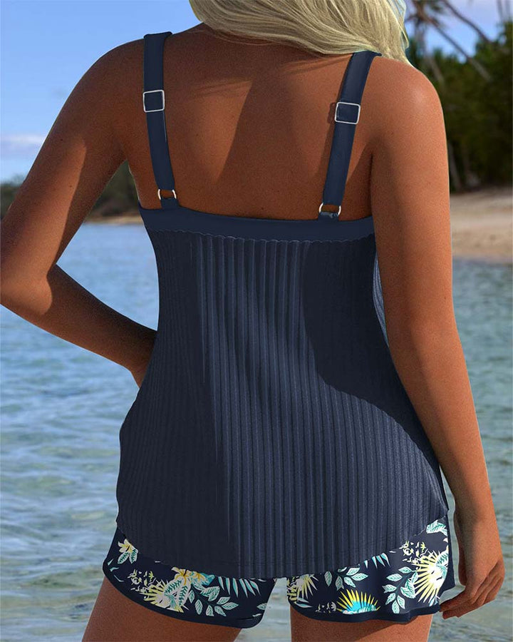 Angela | Costume da Bagno a Righe con Pantaloncini da Spiaggia