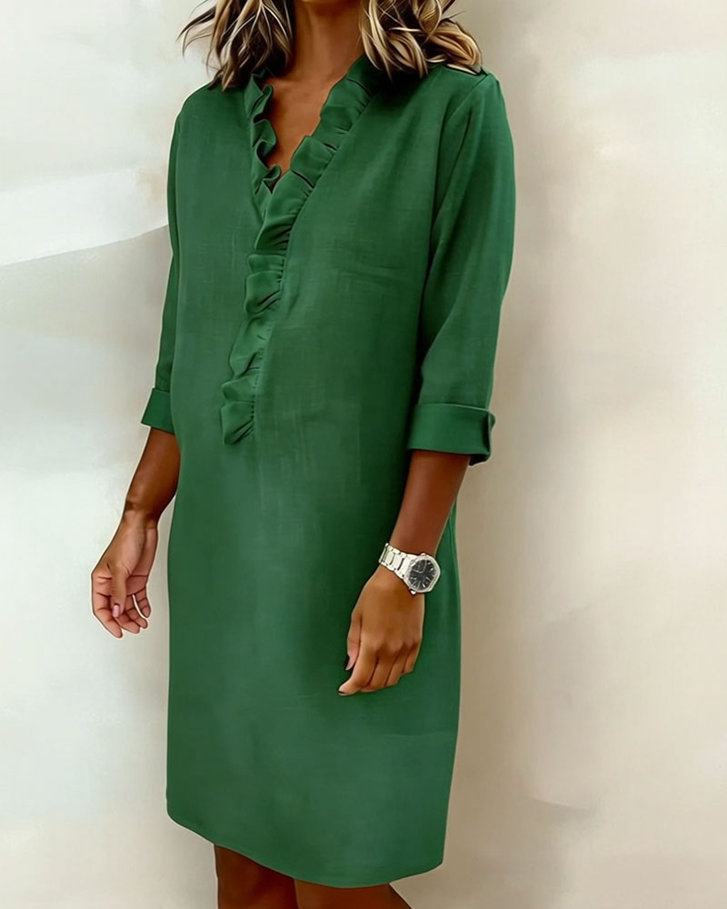 Lidia | Abito con scollo a V e volant